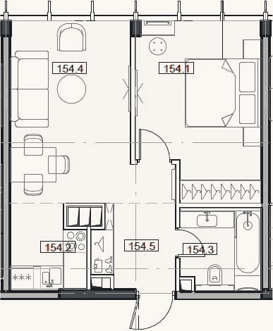 Планировка: 2-к, 44 м²