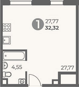 Планировка: Студия, 32,3 м²
