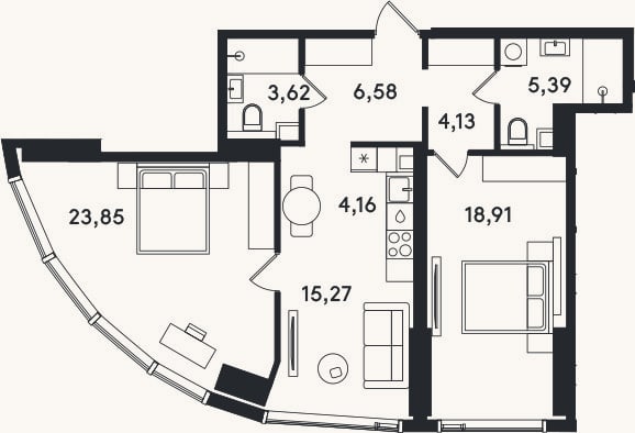 Планировка: 3-к, 81,9 м²