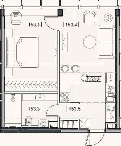 Планировка: 2-к, 44,1 м²