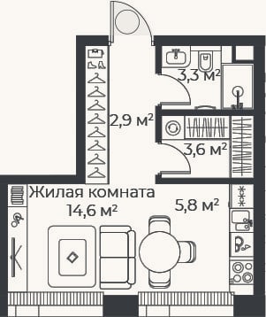 Планировка: Студия, 30,1 м²