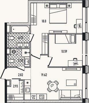 Планировка: 3-к, 63,3 м²