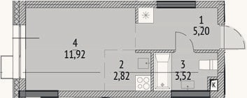 Планировка: Студия, 23,5 м²