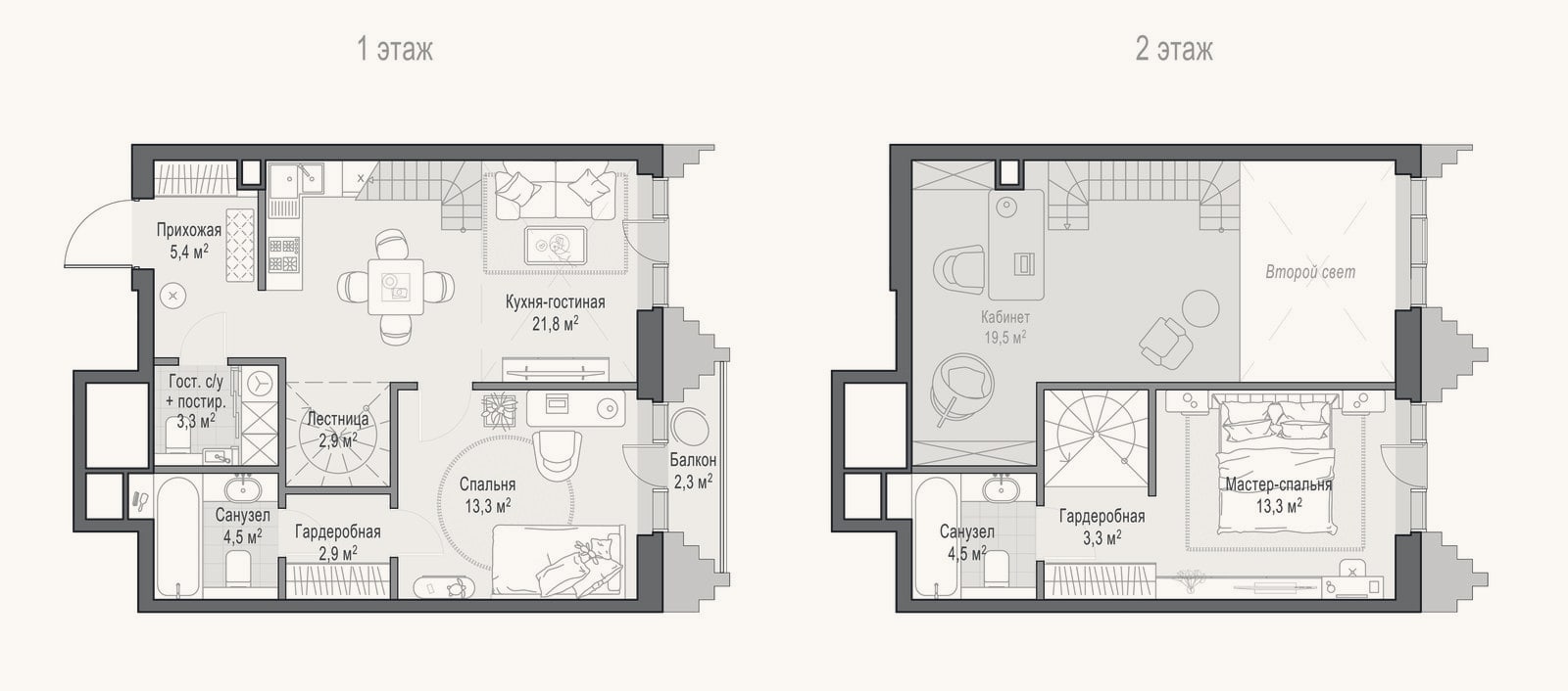 Планировка: 3-к, 75,4 м²