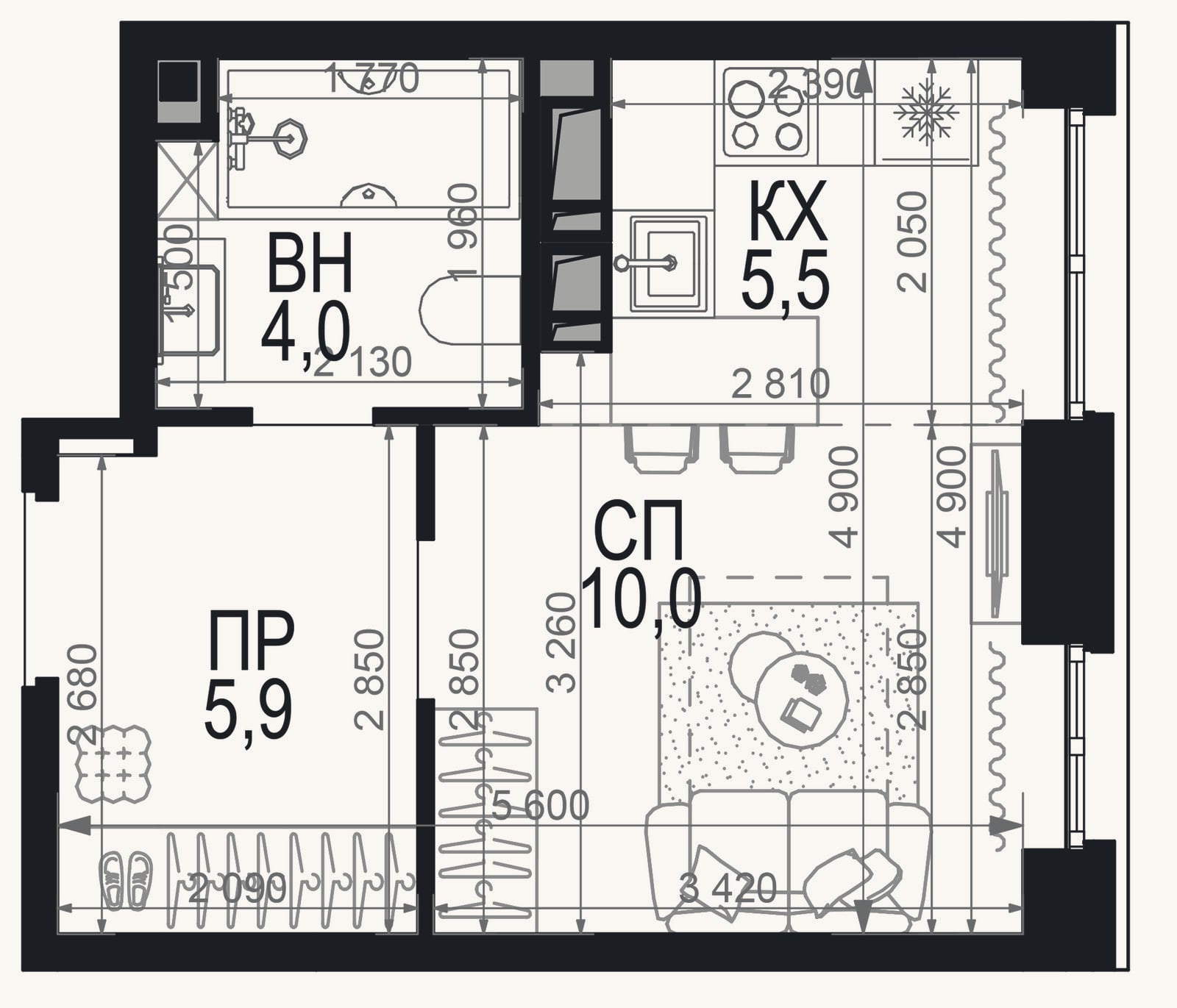 Планировка: Студия, 25,4 м²