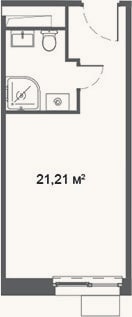 Планировка: Студия, 21,2 м²