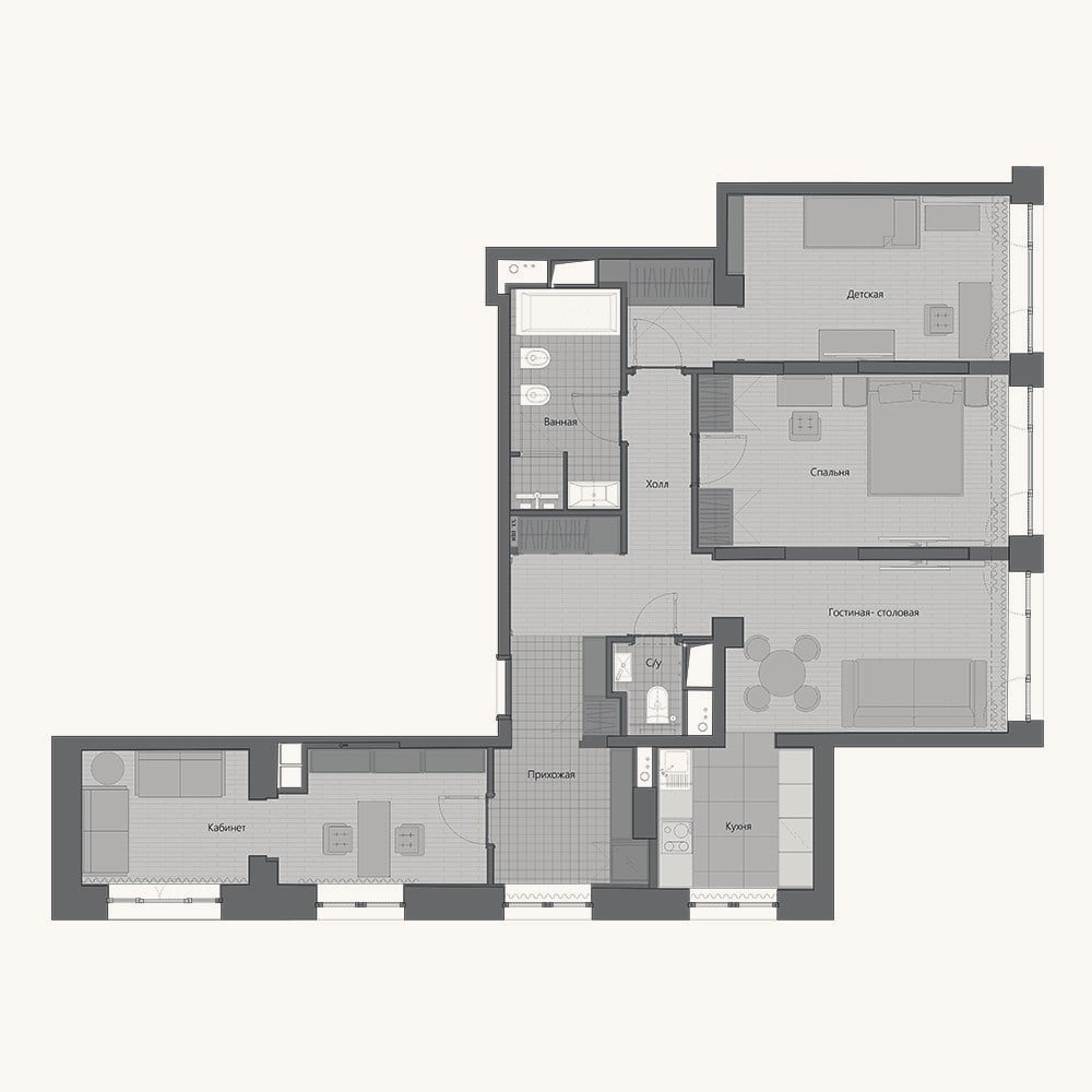 Планировка: 4+ к, 97,6 м²
