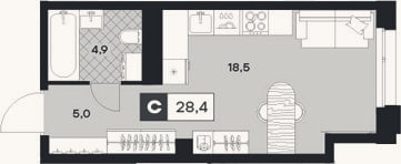 Планировка: Студия, 28,4 м²