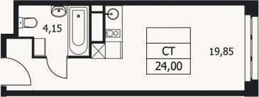 Планировка: Студия, 24 м²