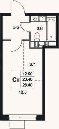 Планировка: Студия, 23,4 м²