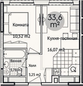 Планировка: 2-к, 34,9 м²