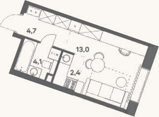 Планировка: Студия, 24,2 м²