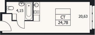 Планировка: Студия, 24,8 м²
