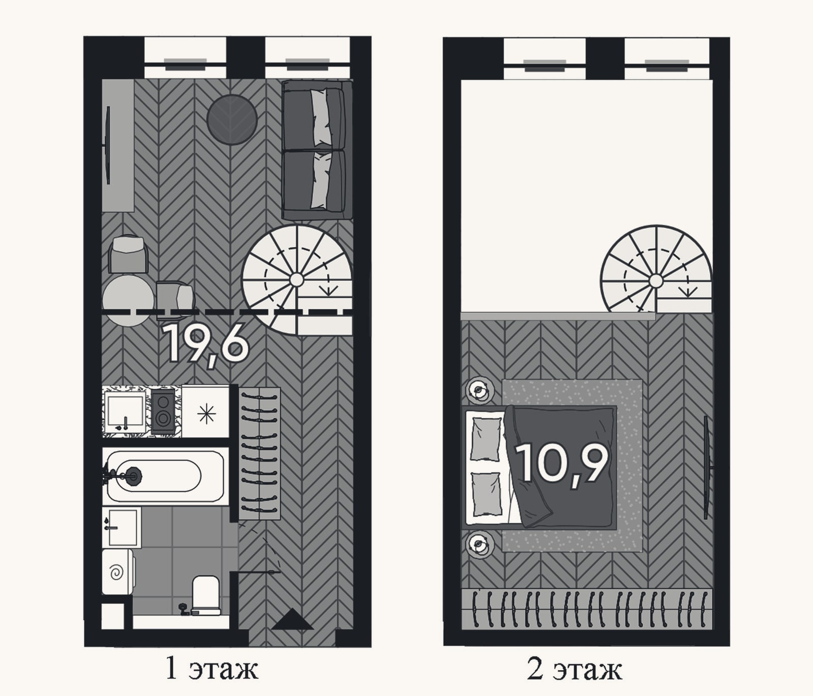 Планировка: Студия, 27,4 м²