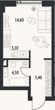 Планировка: Студия, 27,6 м²