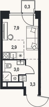 Планировка: Студия, 17,1 м²