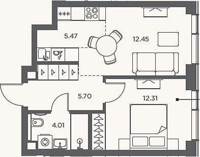 Планировка: 2-к, 39,9 м²