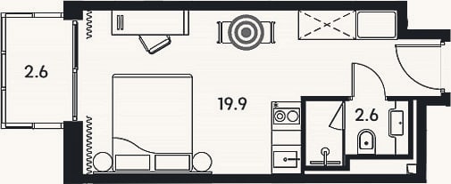Планировка: Студия, 22,5 м²