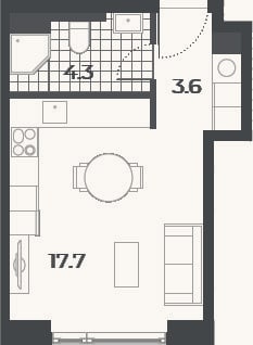Планировка: Студия, 25,6 м²