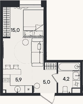 Планировка: Студия, 30,1 м²