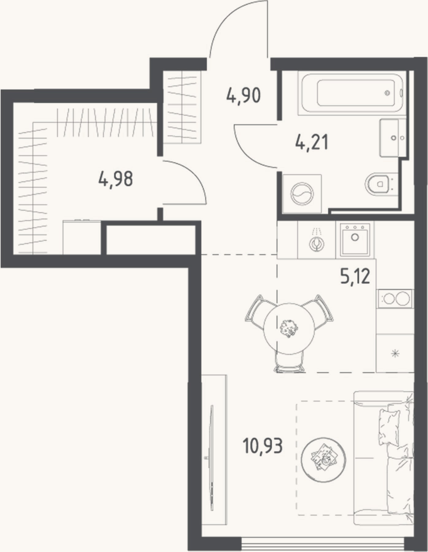 Планировка: Студия, 30,1 м²