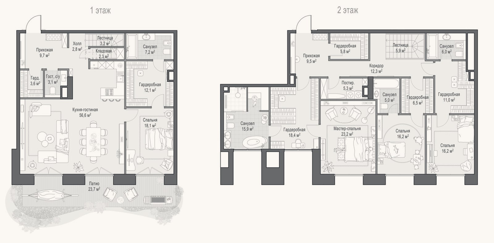 Планировка: 4+ к, 273,6 м²