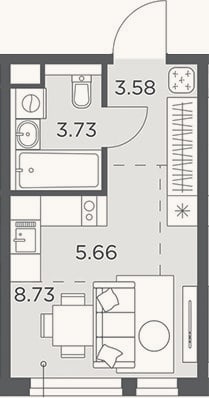 Планировка: Студия, 21,7 м²
