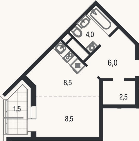 Планировка: Студия, 29,5 м²