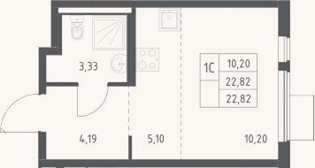 Планировка: Студия, 22,8 м²