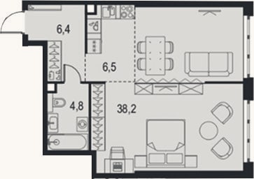 Планировка: Студия, 55,9 м²