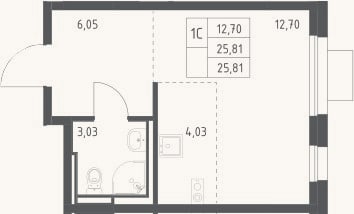 Планировка: Студия, 25,8 м²