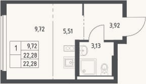 Планировка: Студия, 22,3 м²