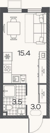Планировка: Студия, 21,9 м²