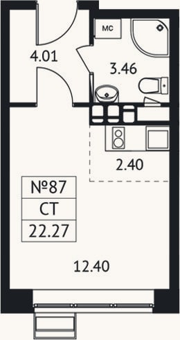 Планировка: Студия, 22,3 м²