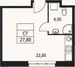 Планировка: Студия, 27,8 м²