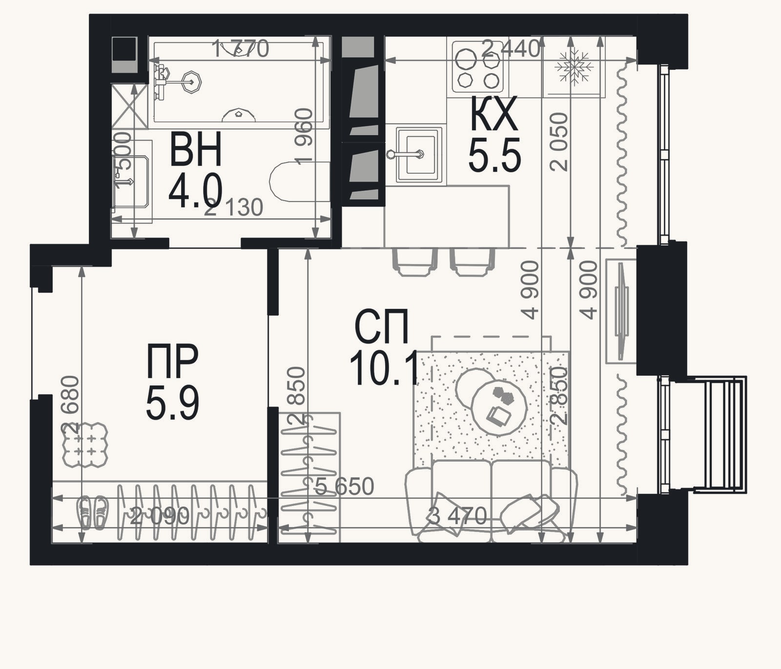 Планировка: Студия, 25,5 м²