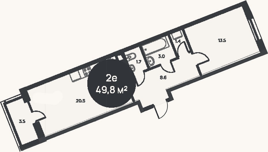 Планировка: 2-к, 48,7 м²