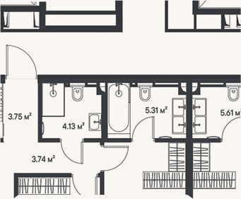 Планировка: 3-к, 60,4 м²