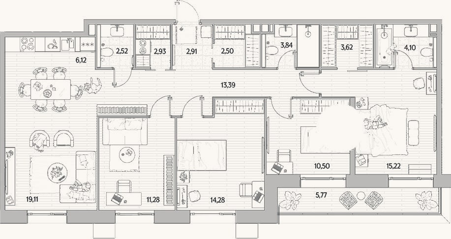 Планировка: 4+ к, 112,3 м²
