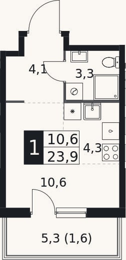 Планировка: Студия, 22,3 м²