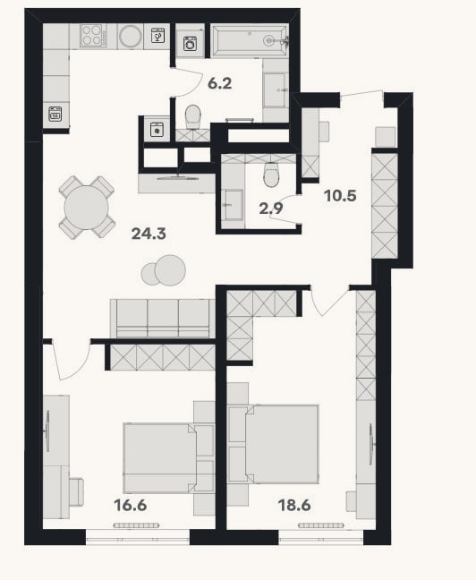 Планировка: Своб. план., 80,7 м²