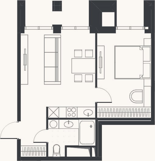 Планировка: 2-к, 39,4 м²