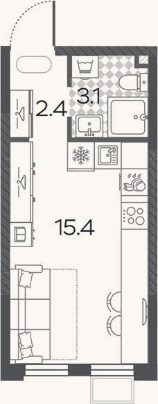 Планировка: Студия, 20,9 м²