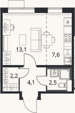 Планировка: Студия, 29,5 м²