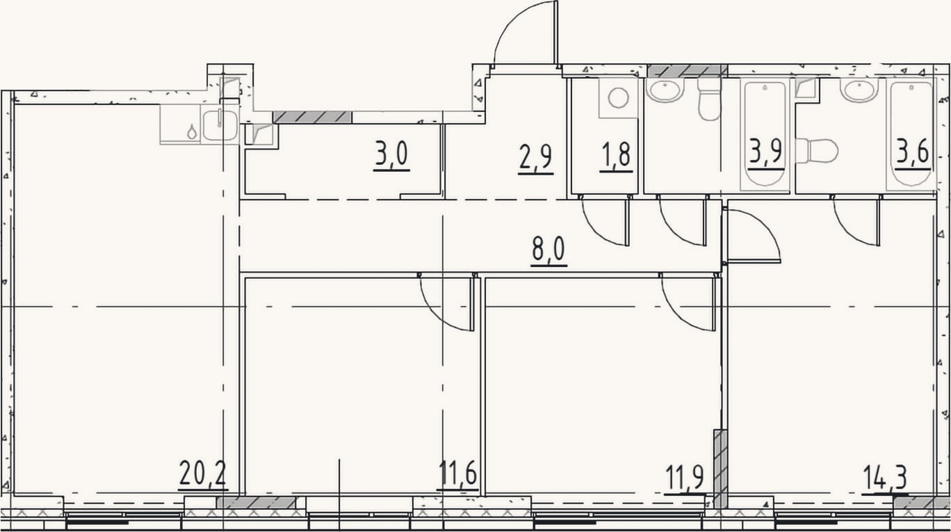 Планировка: 4+ к, 81,2 м²