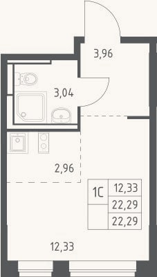 Планировка: Студия, 22,3 м²