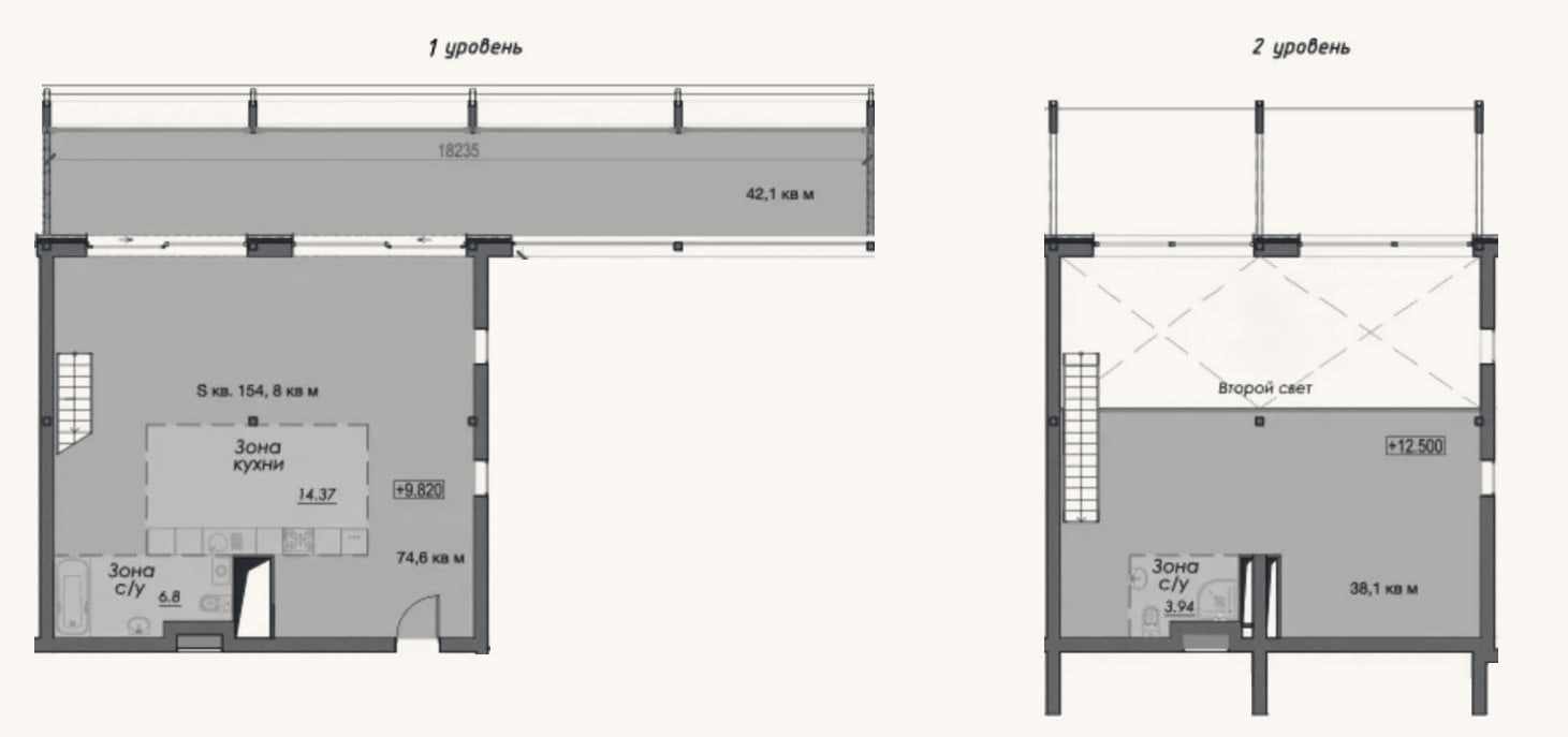 Планировка: Своб. план., 154,8 м²