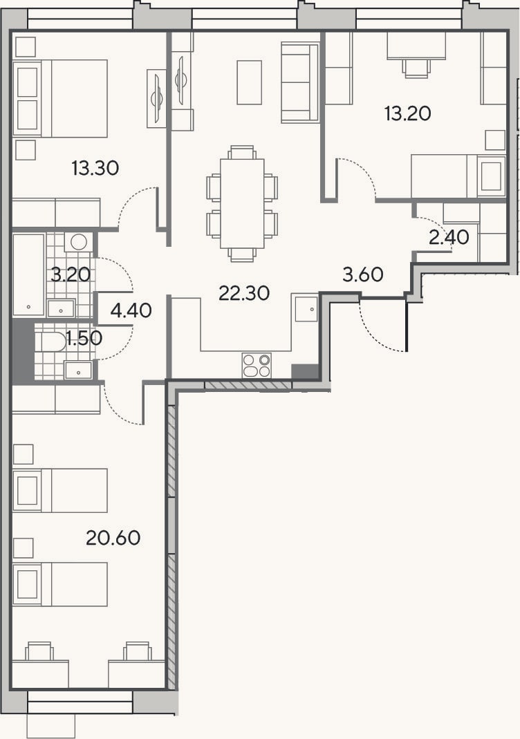 Планировка: 4+ к, 84,5 м²