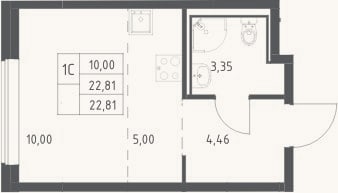 Планировка: Студия, 22,8 м²