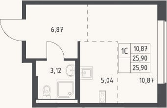Планировка: Студия, 25,9 м²